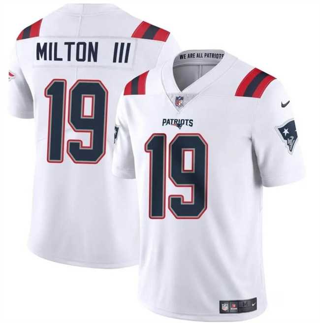 Men & Women & Youth New England Patriots #19 Joe Milton III White 2024 Vapor Limited Football Stitched Jersey